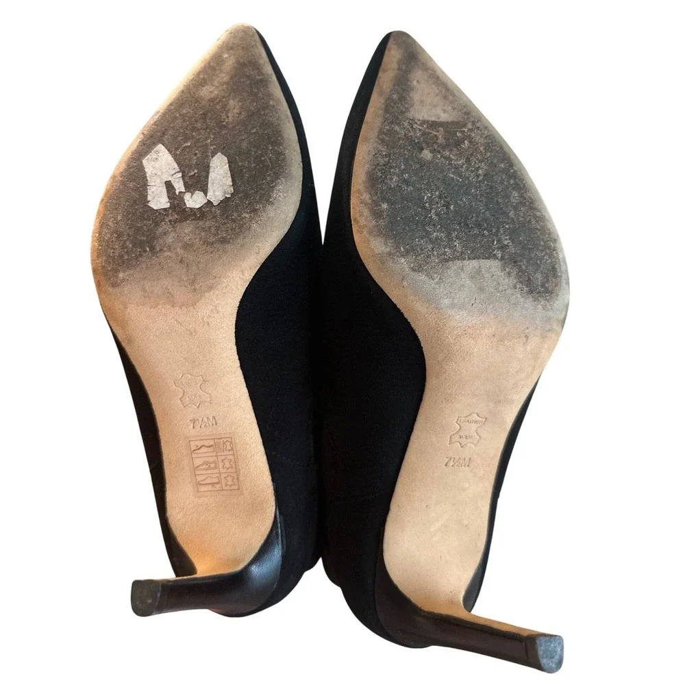 Tory Burch Black Suede Pointed Toe Chelsea Stiletto Ankle Booties 7.5